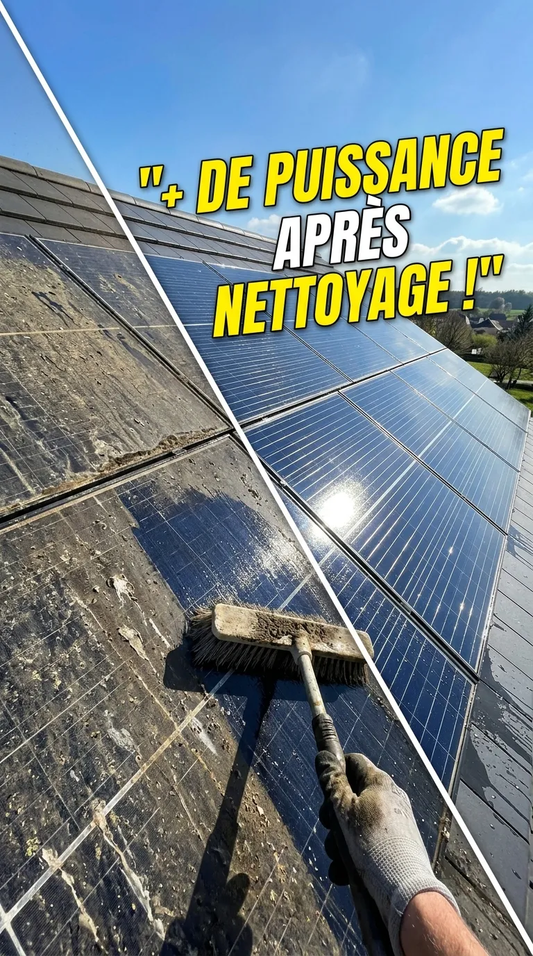 Nettoyage de panneaux solaires avant après, + de puissance après nettoyage professionnel par Serena Energy