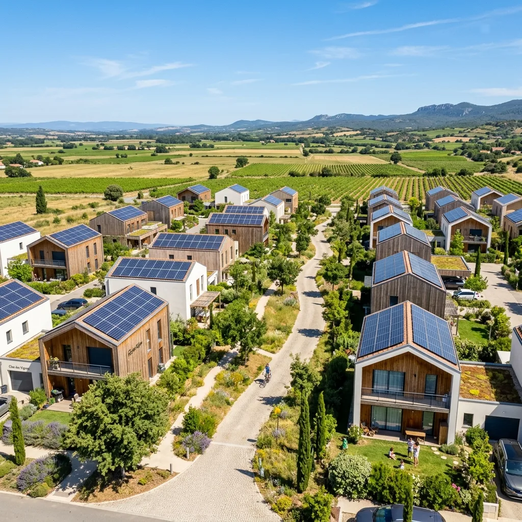 Maison moderne isolée en autoconsommation énergétique avec toiture solaire