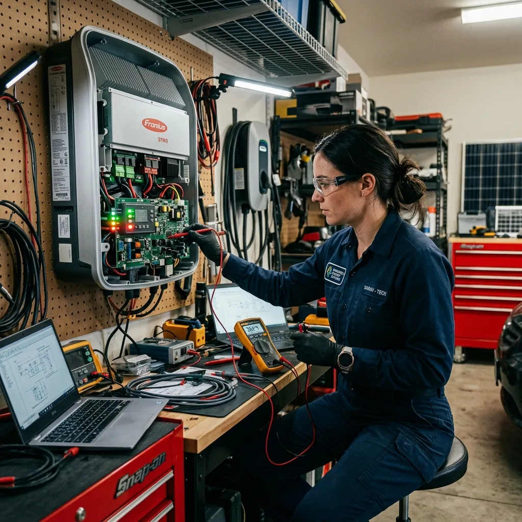 Batterie domestique et onduleur hybride installés par Serena Energy